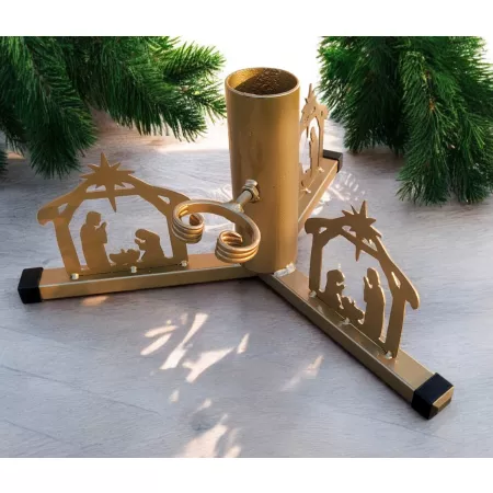 Stojak choinkowy z motywem szopki betlejemskiej – metalowy, ręcznie wykonany