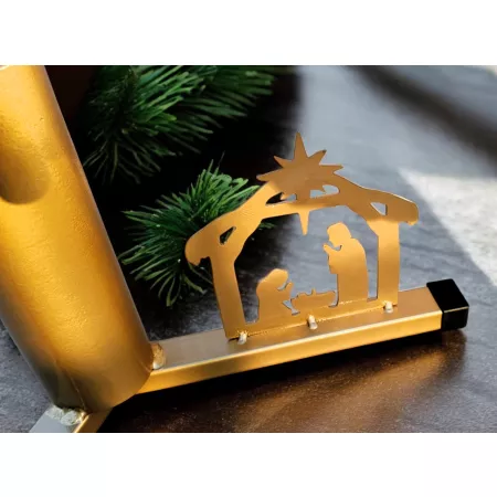 Stojak choinkowy z motywem szopki betlejemskiej – metalowy, ręcznie wykonany